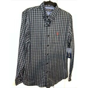 US Polo Assn Flannel Shirt Mens Small Blue Black Red Pony Long Sleeve Button